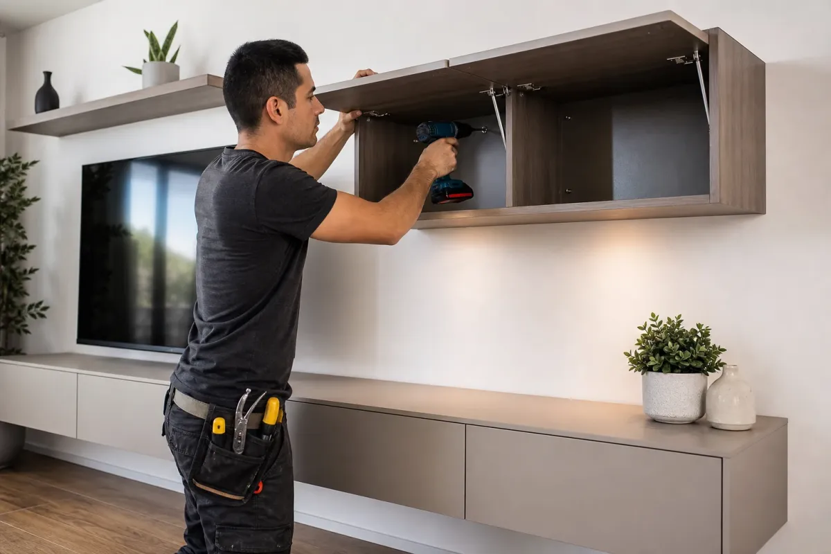 Instalación de muebles flotantes y gabinetes en pared