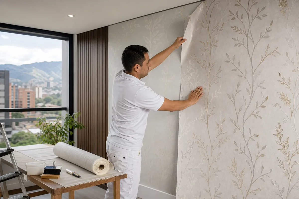 Instalación de papel tapiz y papel de colgadura en Bogotá