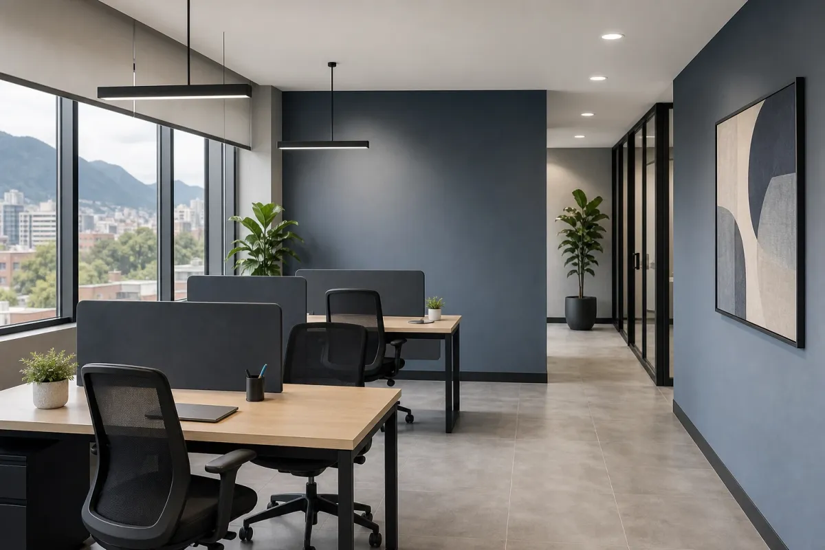 Pintura de oficinas en Bogotá moderna y elegante para un espacio profesional